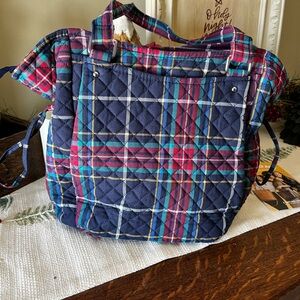 Vera Bradley Glenna Satchel Quilted Tartan Plaid Tote Bag